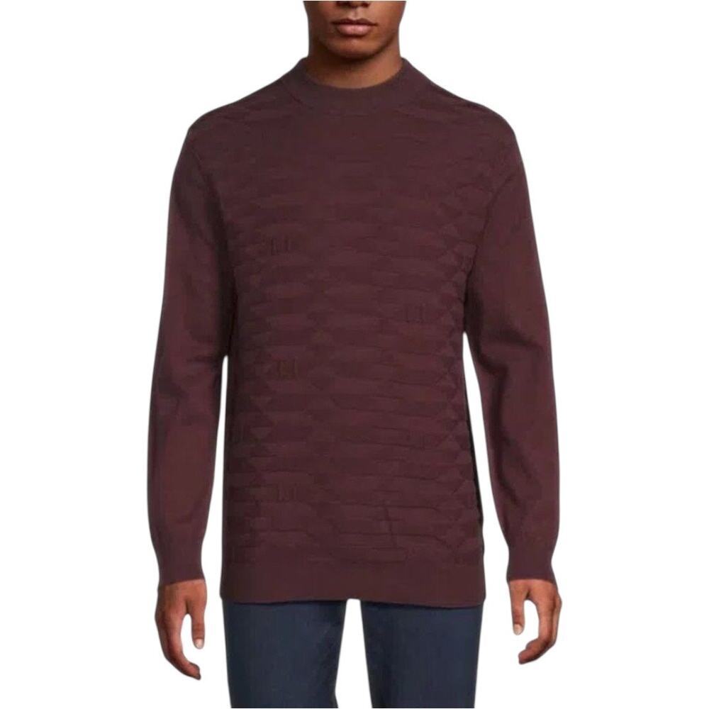 Karl Lagerfeld Mens Wine Paris Crewneck Ribbed Monogram Sweater Large NEW NIB
